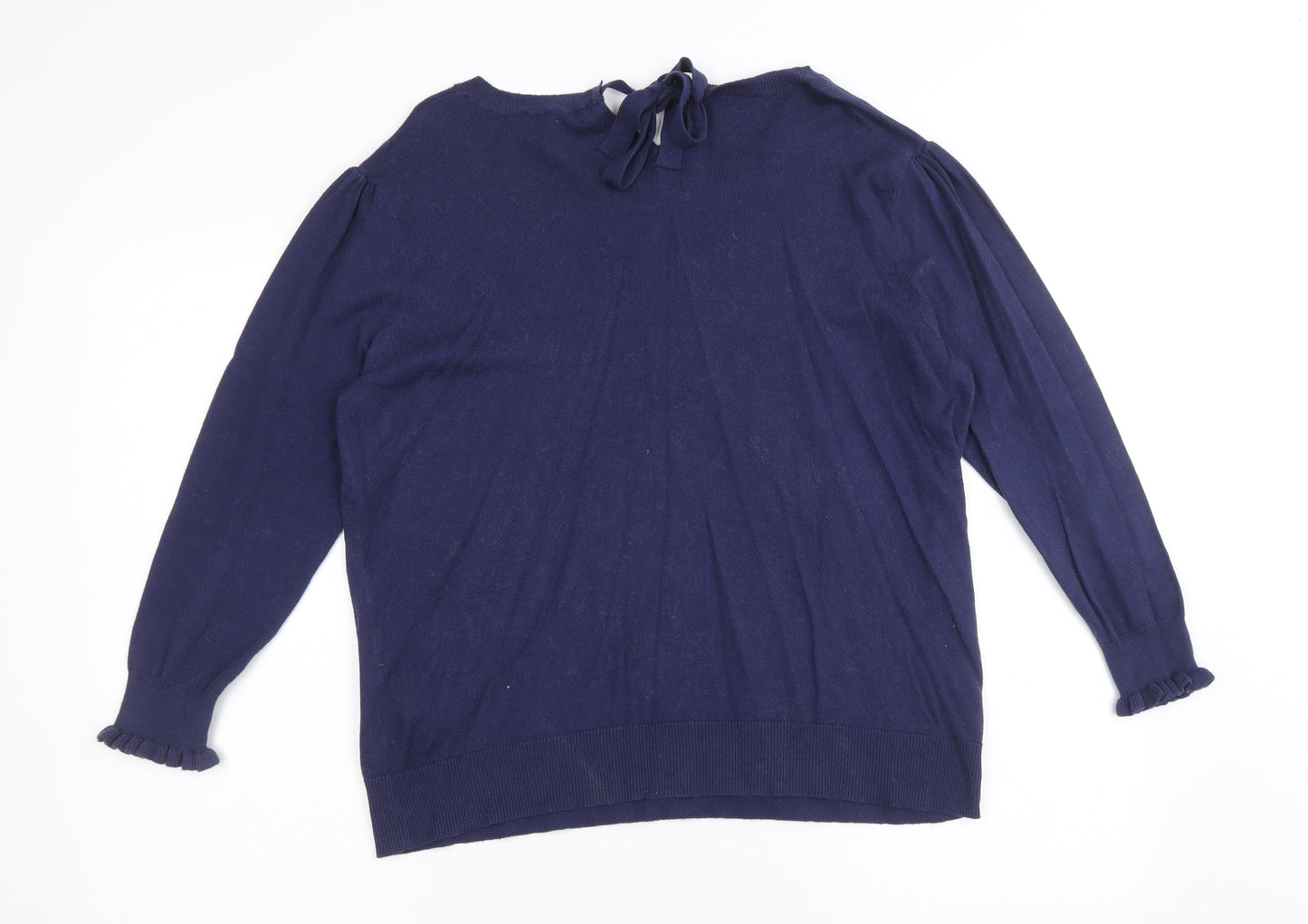 Oasis Womens Blue Round Neck Cotton Pullover Jumper Size M