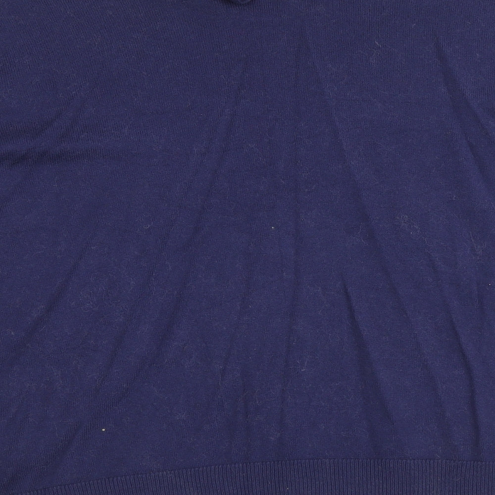 Oasis Womens Blue Round Neck Cotton Pullover Jumper Size M