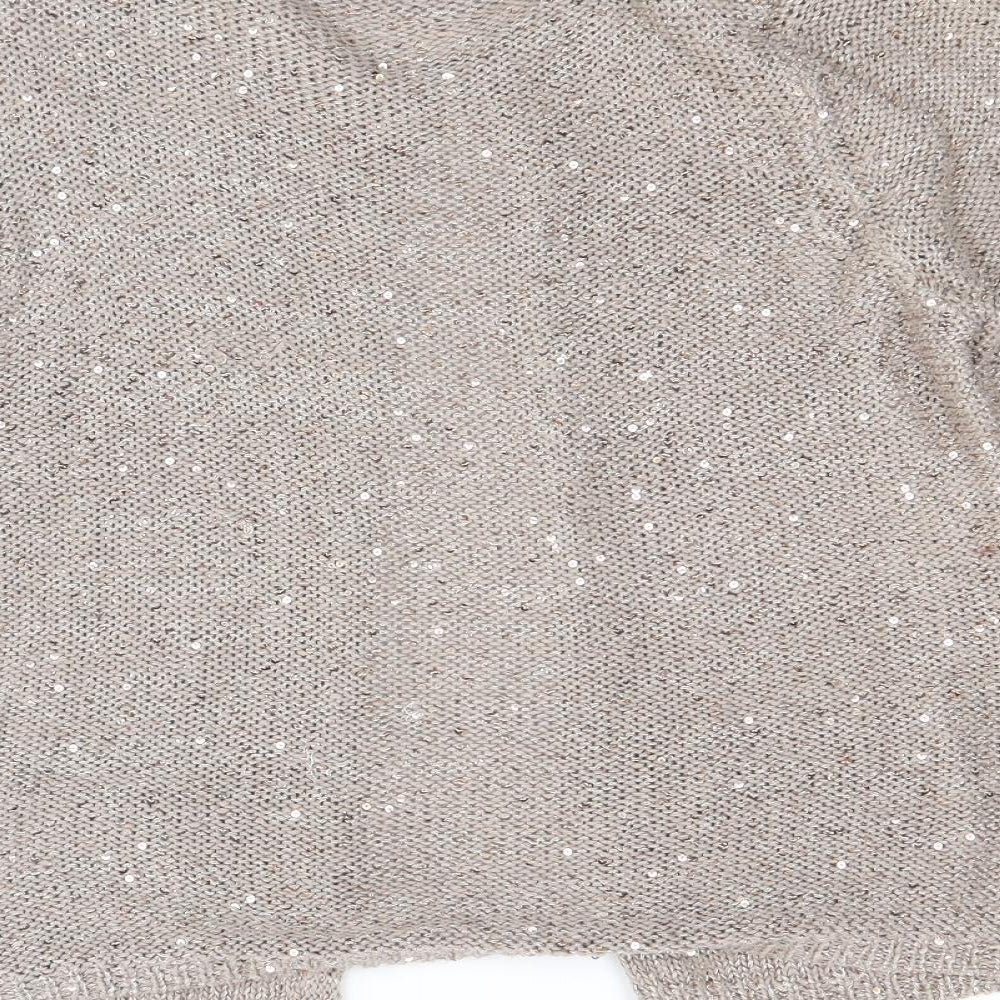 Marks and Spencer Womens Gold Scoop Neck Polyester Cardigan Jumper Size 8