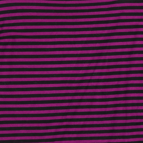 Precis Womens Purple Scoop Neck Striped Viscose Pullover Jumper Size M