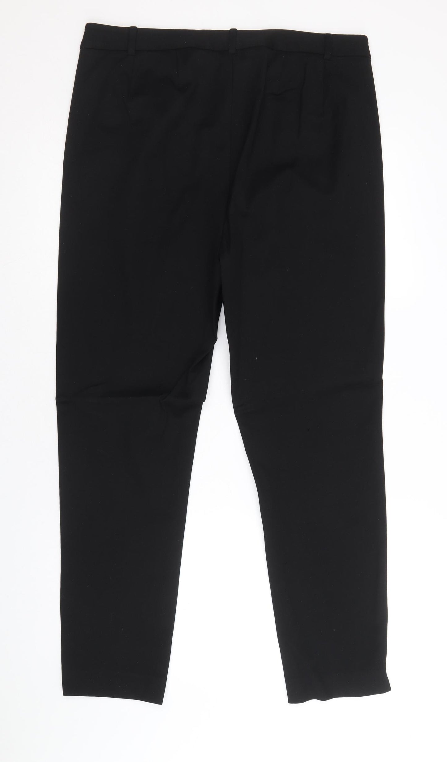 Marks and Spencer Womens Black Cotton Trousers Size 14 Regular Zip