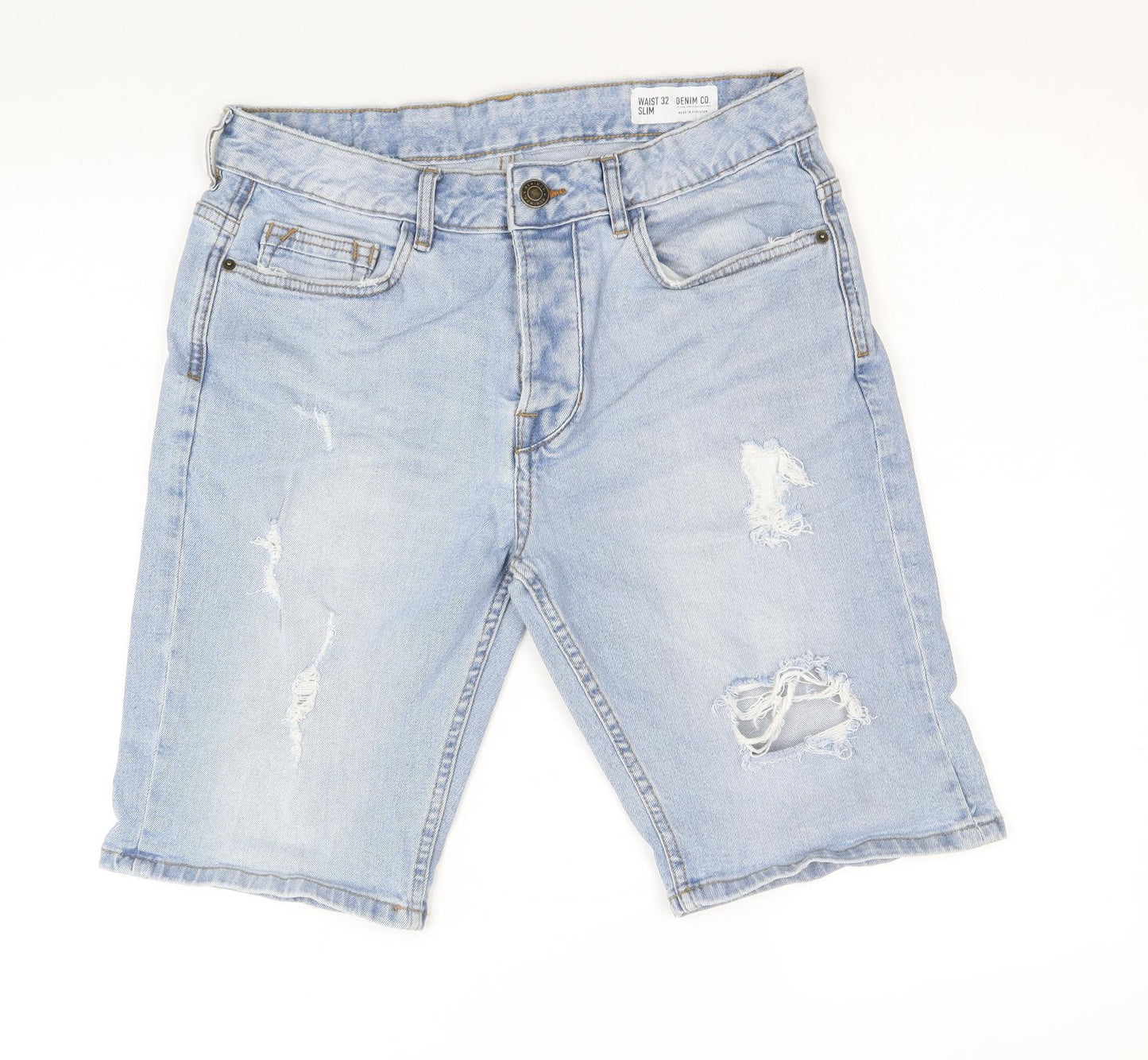 Denim & Co. Mens Blue Cotton Bermuda Shorts Size 32 in Regular Button