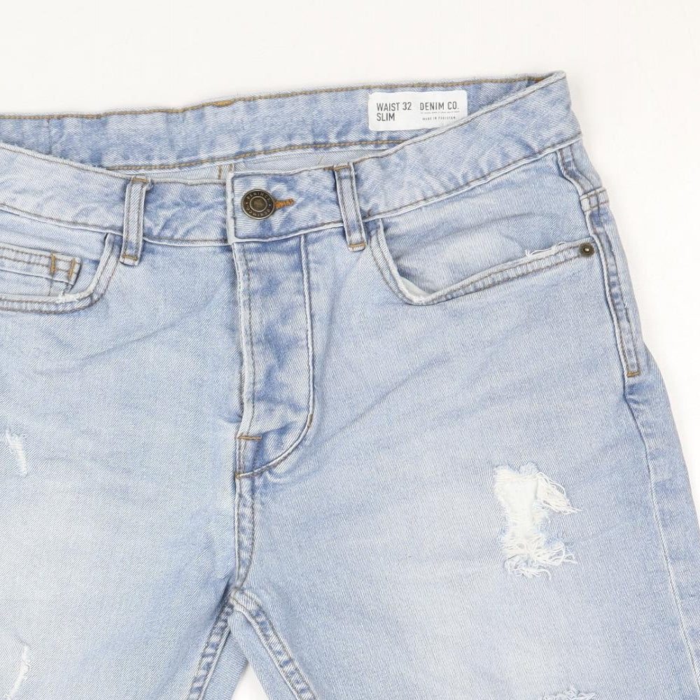 Denim & Co. Mens Blue Cotton Bermuda Shorts Size 32 in Regular Button