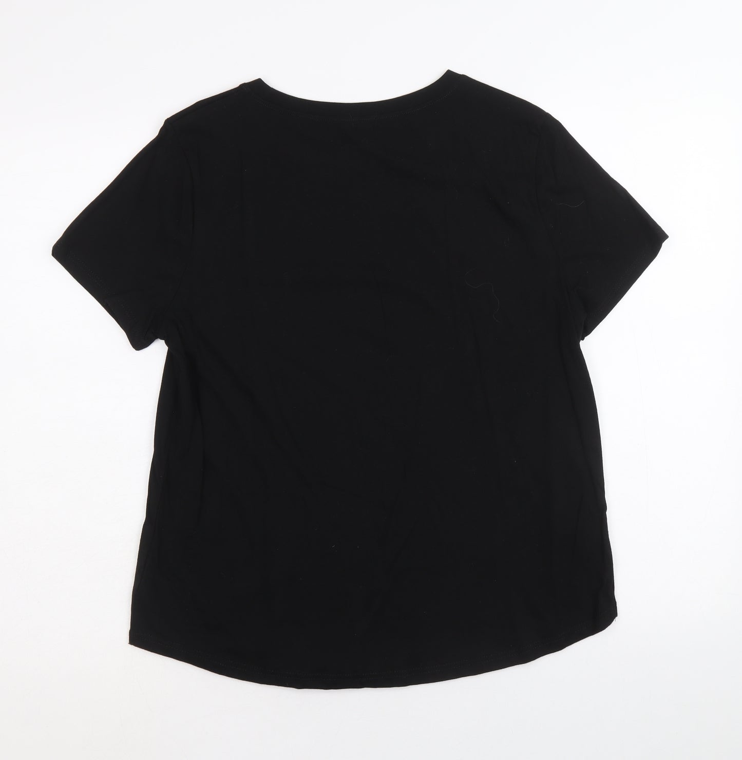 River Island Womens Black 100% Cotton Basic T-Shirt Size 12 Round Neck