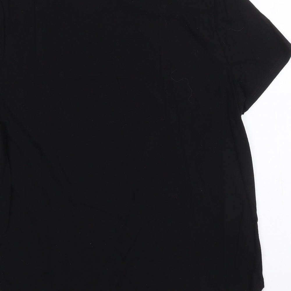 River Island Womens Black 100% Cotton Basic T-Shirt Size 12 Round Neck