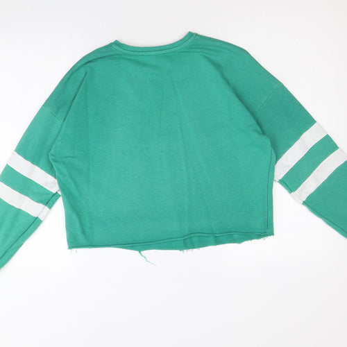 New Look Girls Green Cotton Pullover Sweatshirt Size 14-15 Years Pullover - NY City 1994