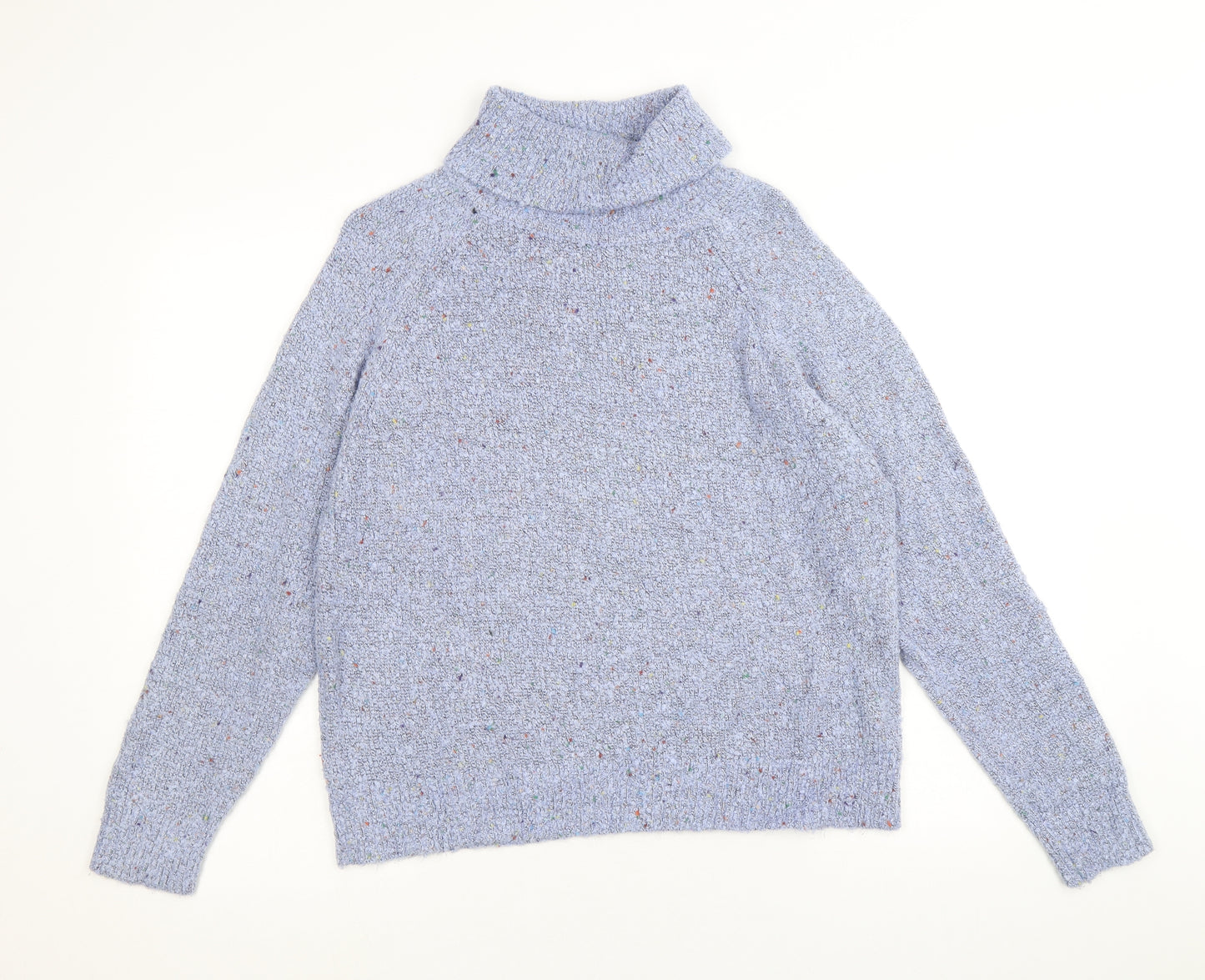 M&Co Womens Blue Roll Neck Acrylic Pullover Jumper Size 18