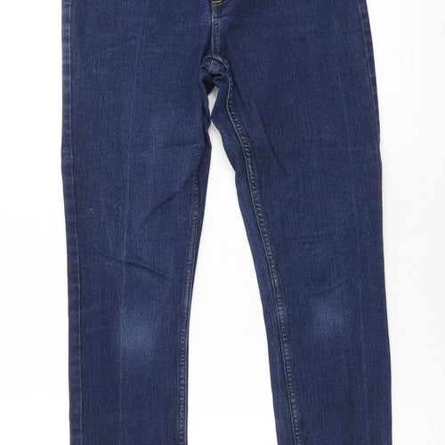 &Denim Womens Blue Cotton Straight Jeans Size 28 in Regular Zip