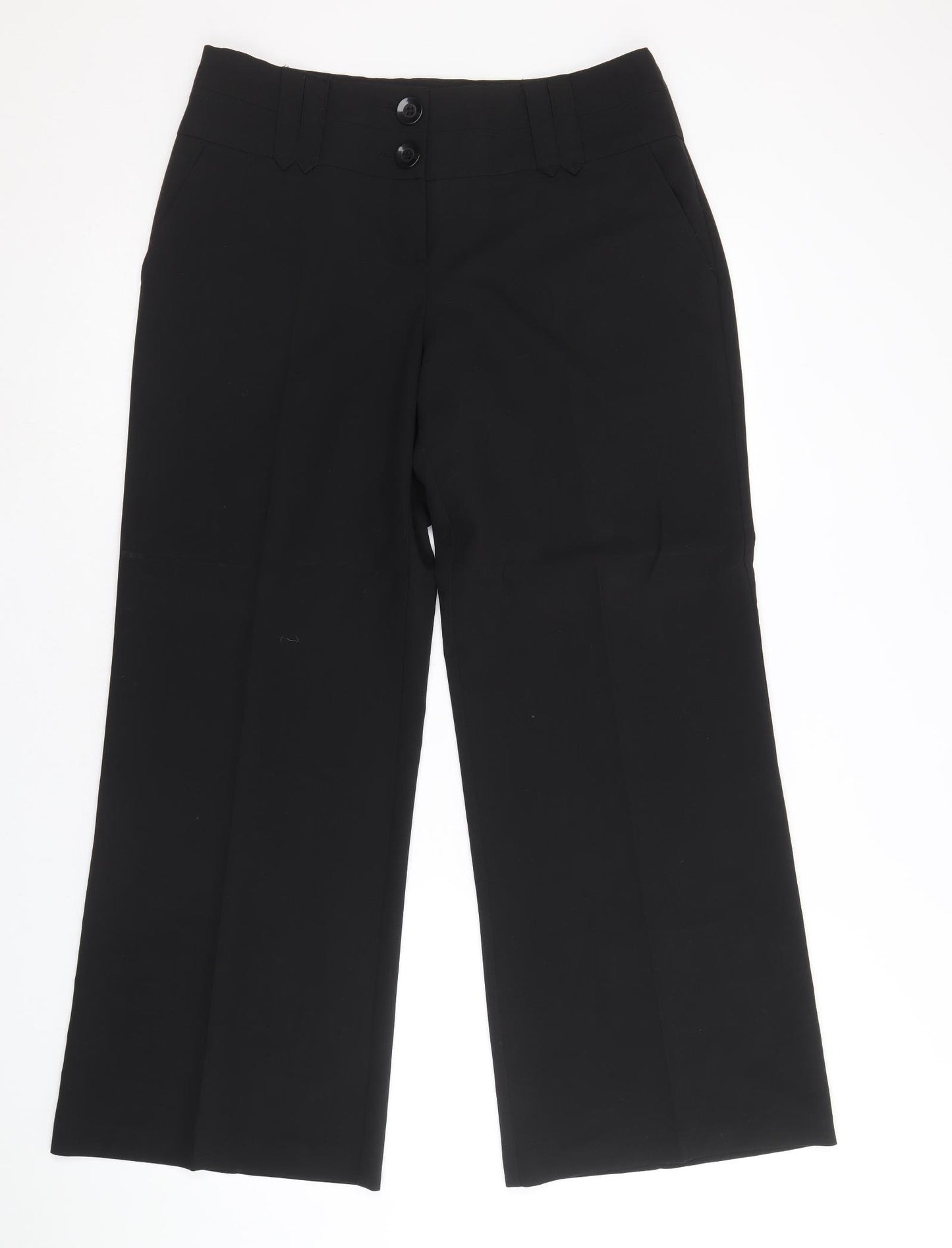 Dorothy Perkins Womens Black Polyester Trousers Size 12 Regular Zip