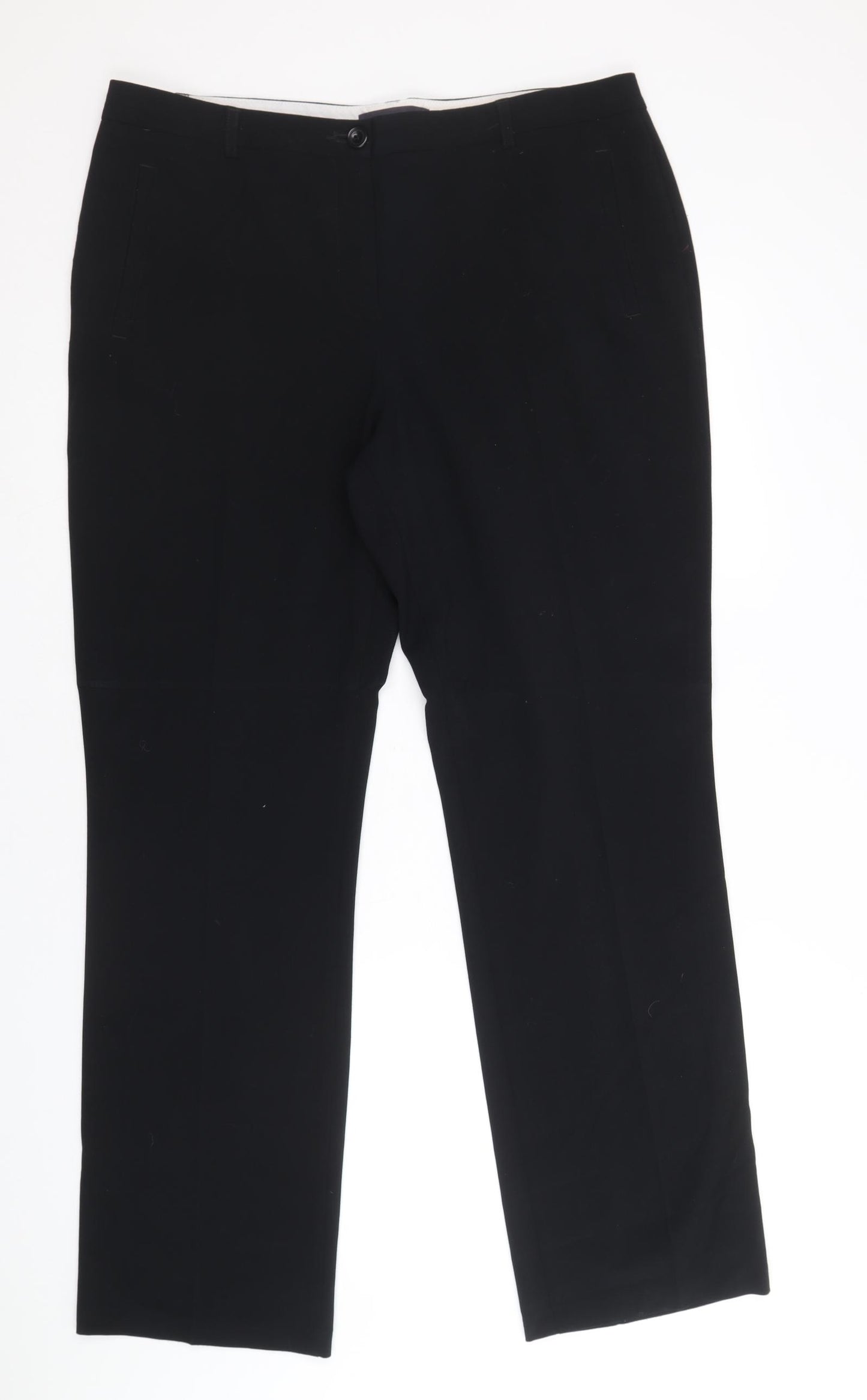 Marks and Spencer Womens Black Polyester Trousers Size 14 Regular Zip