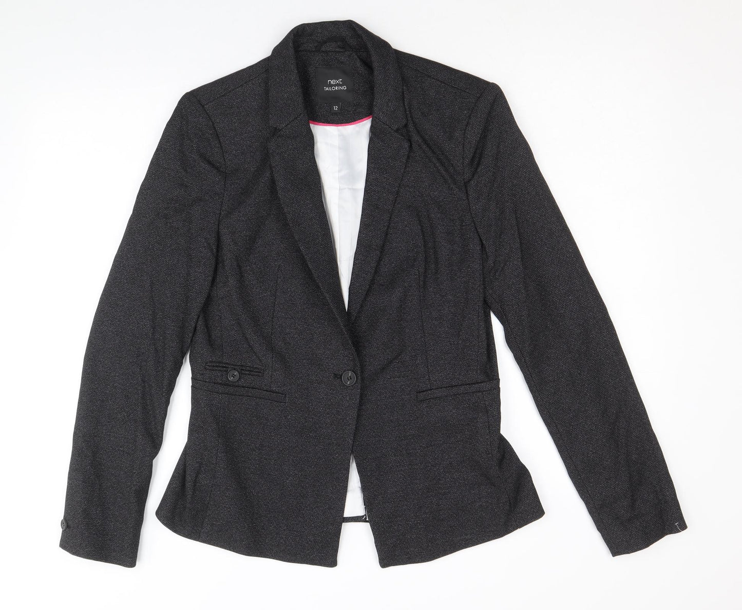 NEXT Womens Black Polyester Jacket Blazer Size 12