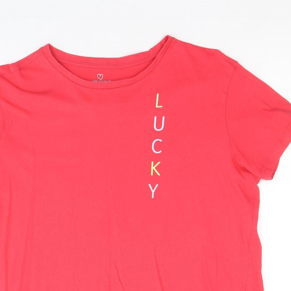 Primark Womens Pink 100% Cotton Basic T-Shirt Size L Round Neck - Lucky