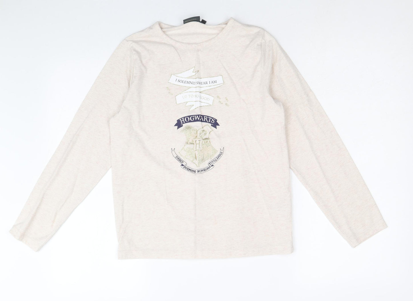Harry Potter Girls Beige Cotton Basic Casual Size 12-13 Years Roll Neck Pullover - Harry Potter Hogwarts
