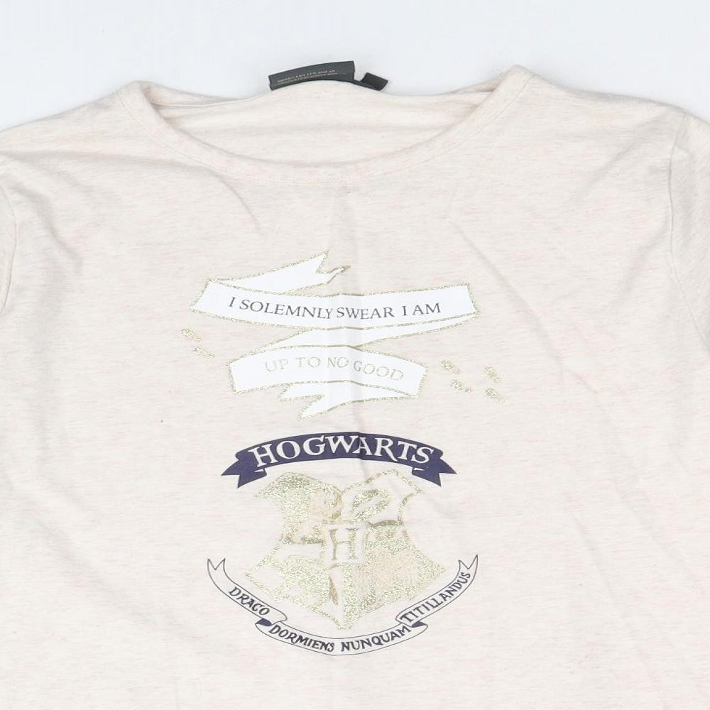 Harry Potter Girls Beige Cotton Basic Casual Size 12-13 Years Roll Neck Pullover - Harry Potter Hogwarts