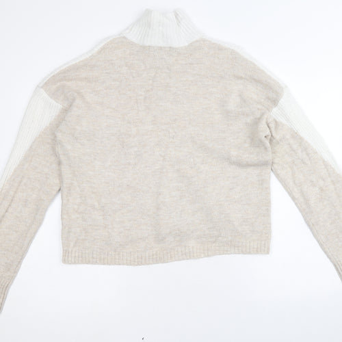 Primark Womens Brown High Neck Acrylic Pullover Jumper Size L - Colourblock