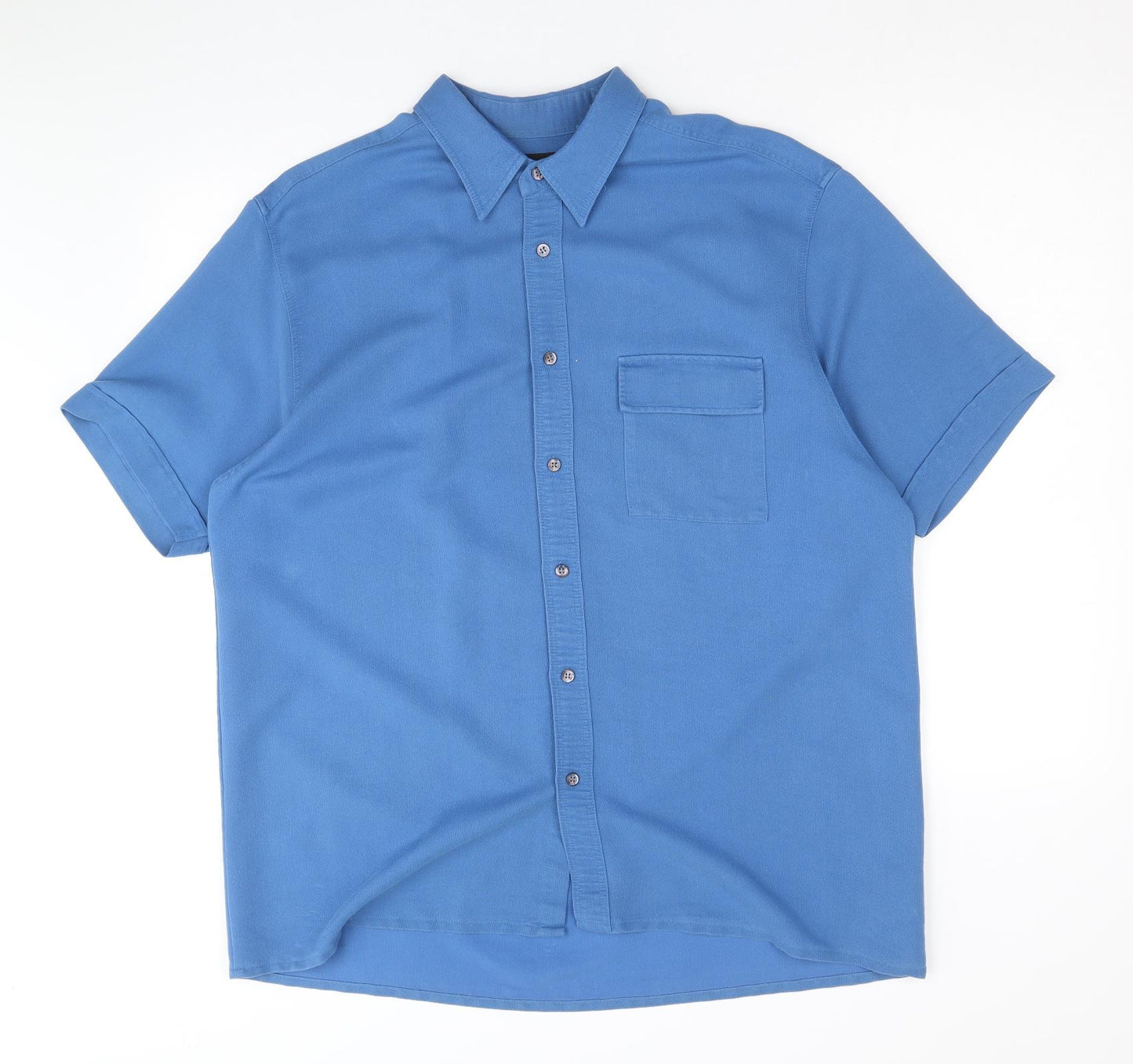 Burton Mens Blue Viscose Button-Up Size L Collared Button