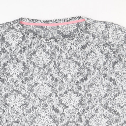 Marks and Spencer Womens Grey Round Neck Geometric Viscose Pullover Jumper Size 12