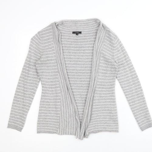 Linea Womens Grey V-Neck Striped Viscose Cardigan Jumper Size S