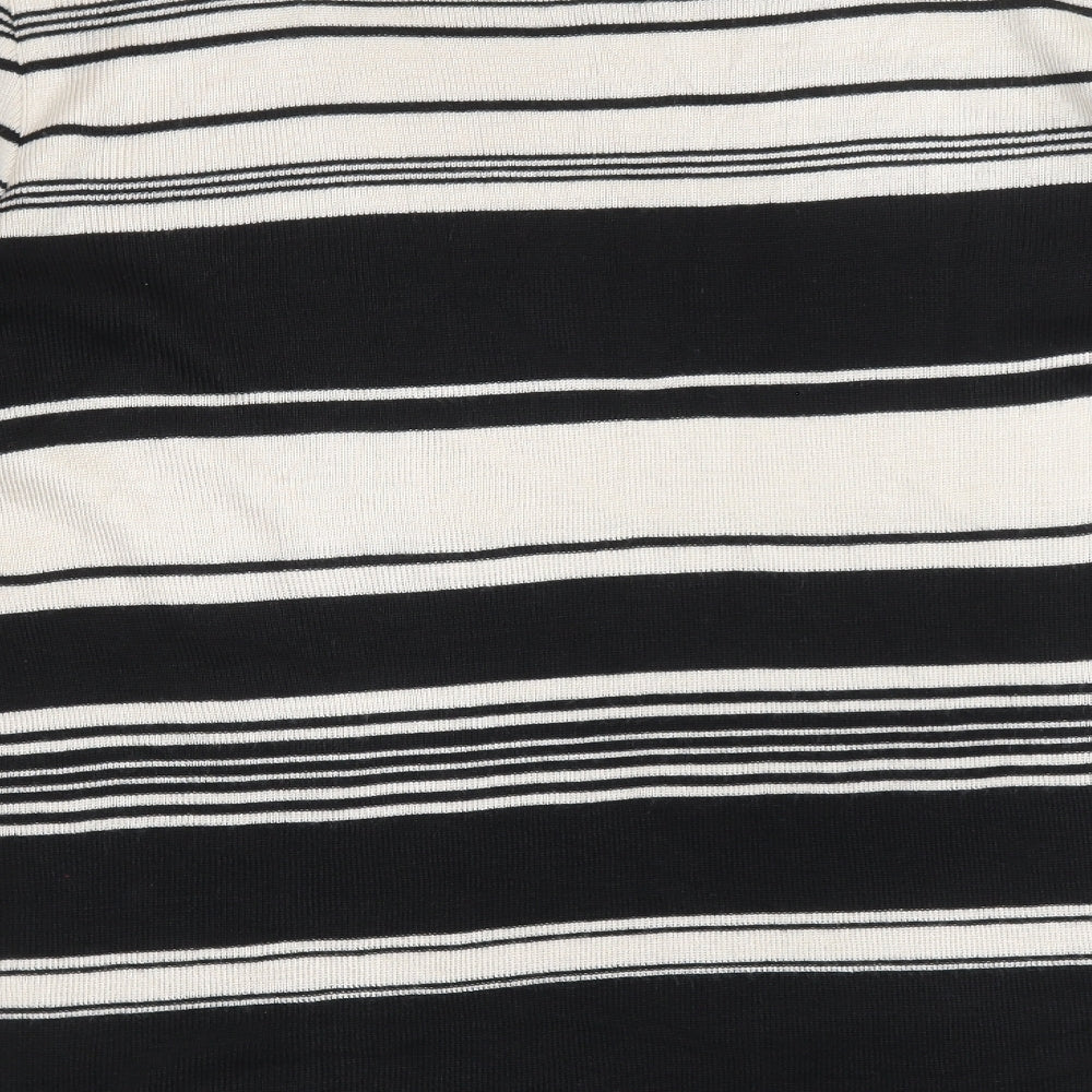 Berkertex Womens Black Boat Neck Striped Acrylic Pullover Jumper Size 12