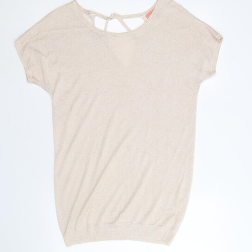 NEXT Womens Gold Round Neck Viscose Pullover Jumper Size 10