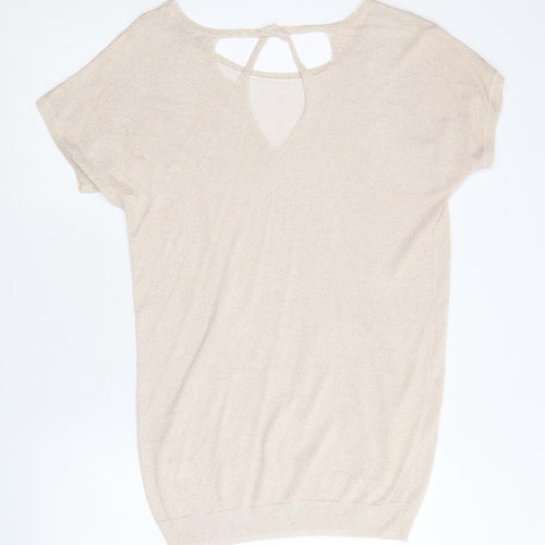 NEXT Womens Gold Round Neck Viscose Pullover Jumper Size 10