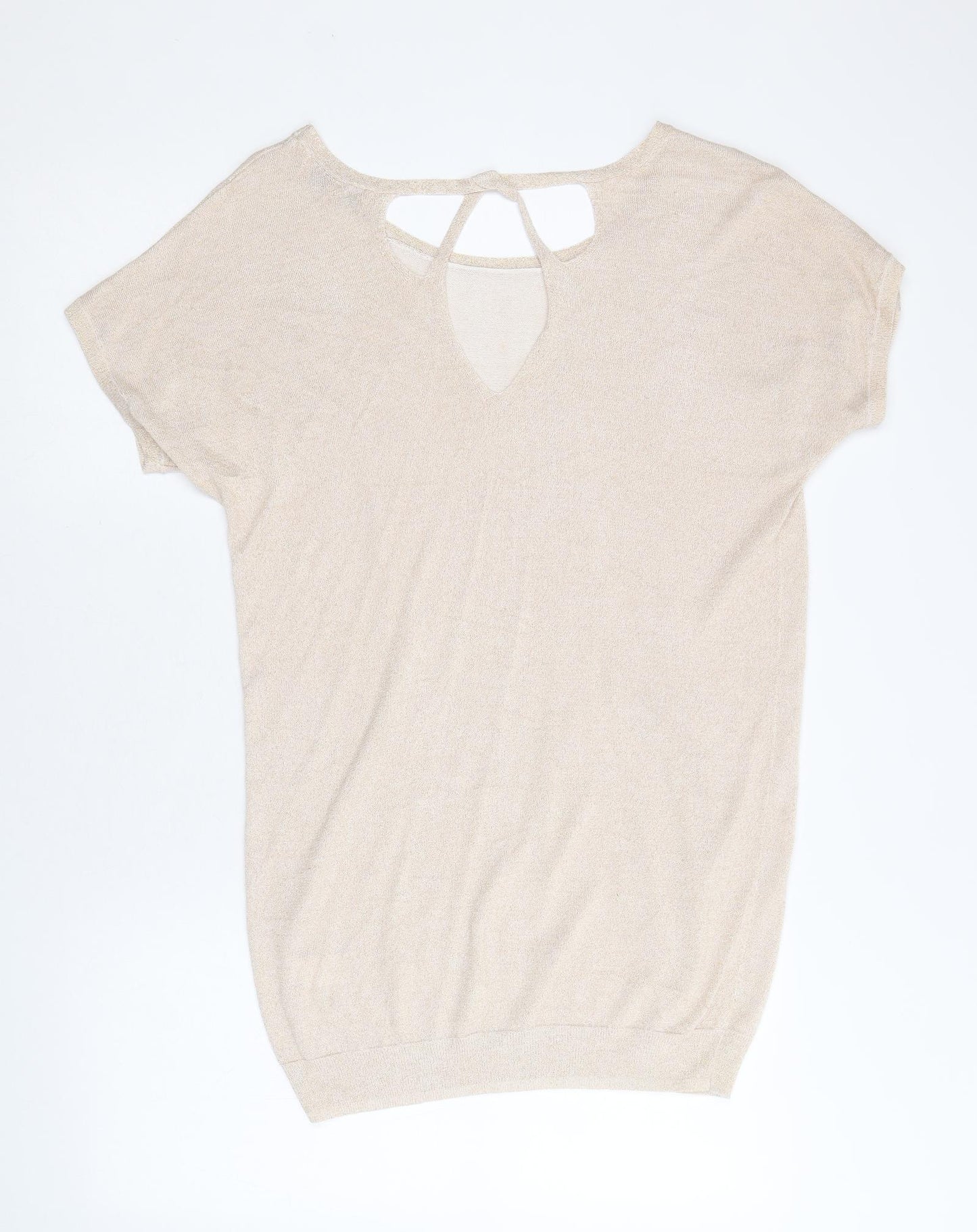 NEXT Womens Gold Round Neck Viscose Pullover Jumper Size 10