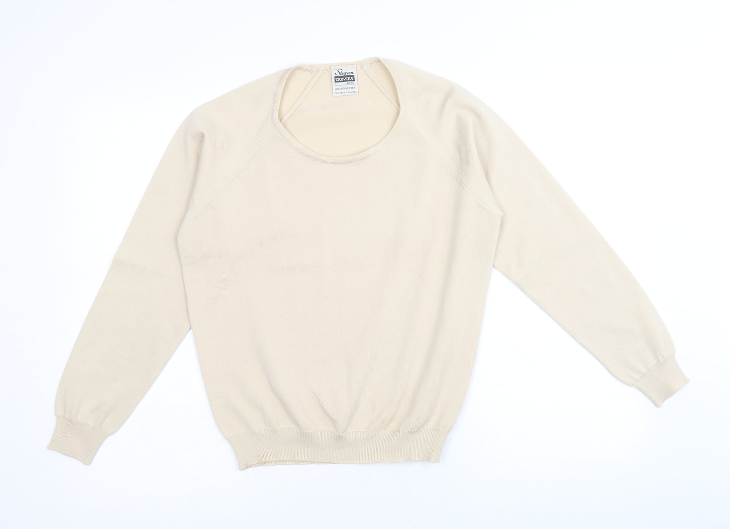 Straven Womens Beige Round Neck Polyester Pullover Jumper Size 8