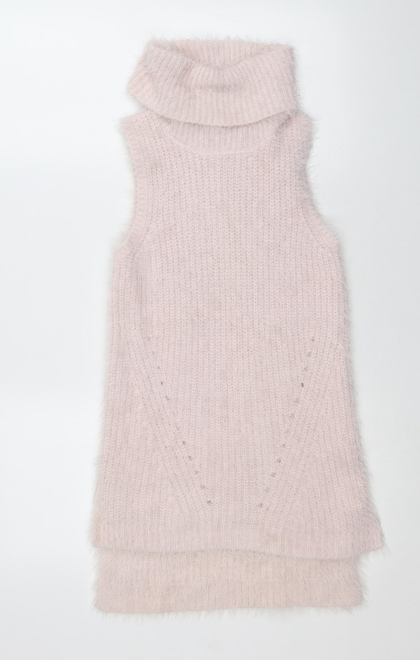 Miss Selfridge Womens Pink Roll Neck Nylon Pullover Jumper Size S