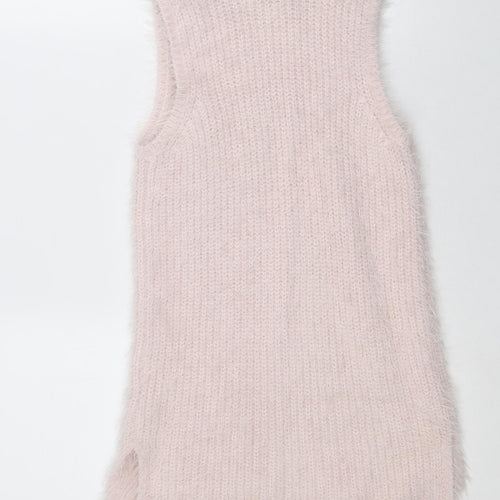 Miss Selfridge Womens Pink Roll Neck Nylon Pullover Jumper Size S