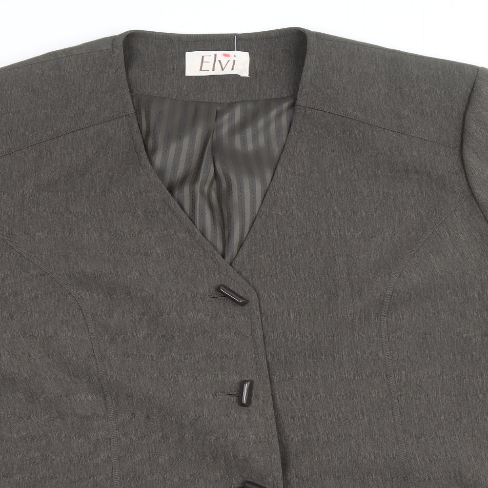 ELVI Womens Grey Jacket Blazer Size 20 Button