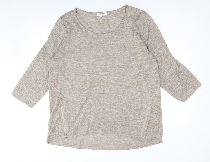 Papaya Womens Brown Round Neck Polyester Pullover Jumper Size L