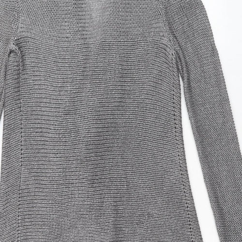 Per Una Womens Silver V-Neck Acrylic Cardigan Jumper Size S