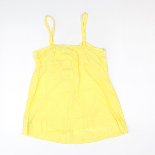 New Look Womens Yellow 100% Cotton Basic Tank Size 10 V-Neck