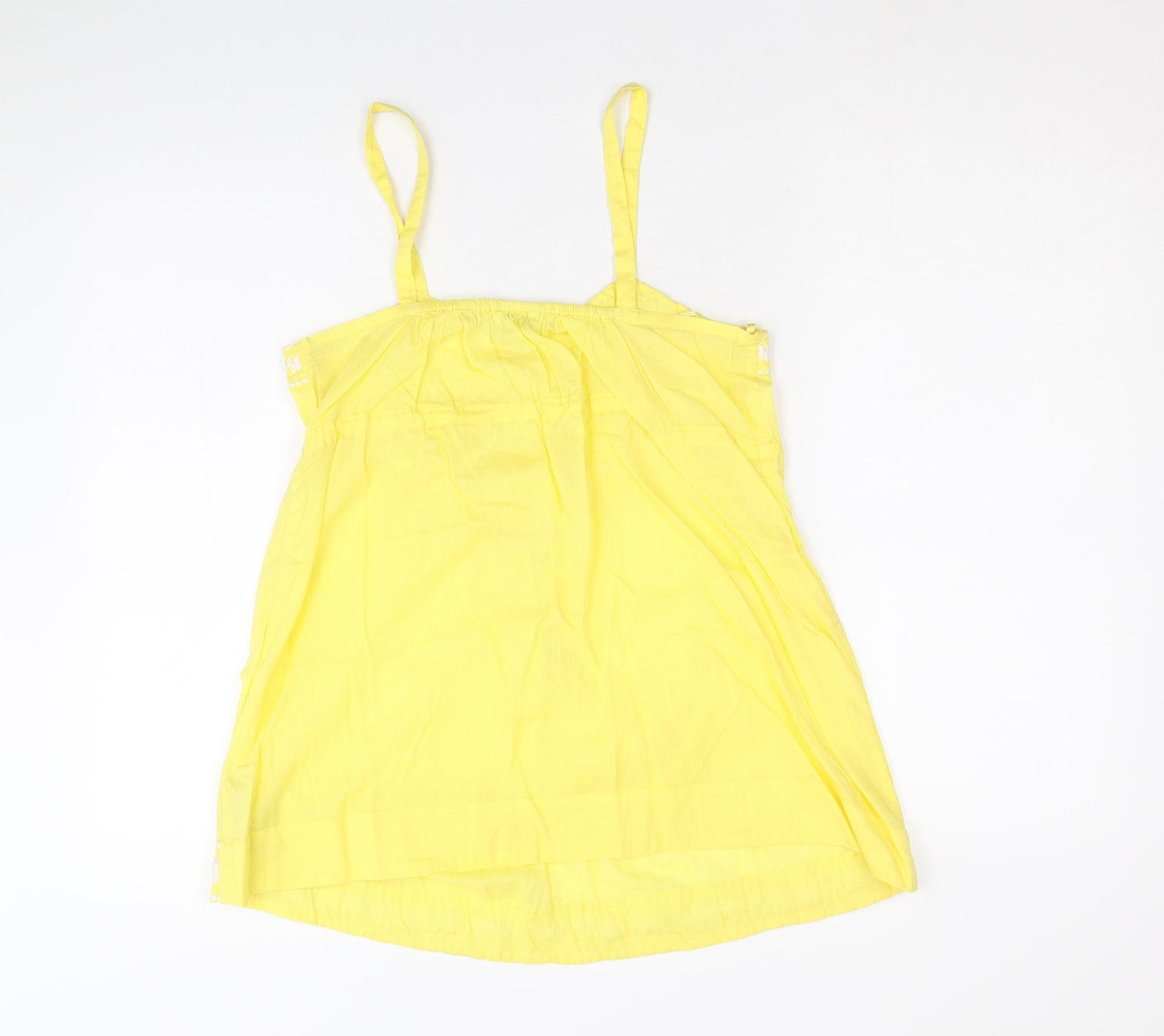 New Look Womens Yellow 100% Cotton Basic Tank Size 10 V-Neck