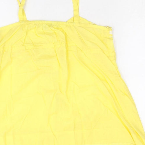 New Look Womens Yellow 100% Cotton Basic Tank Size 10 V-Neck
