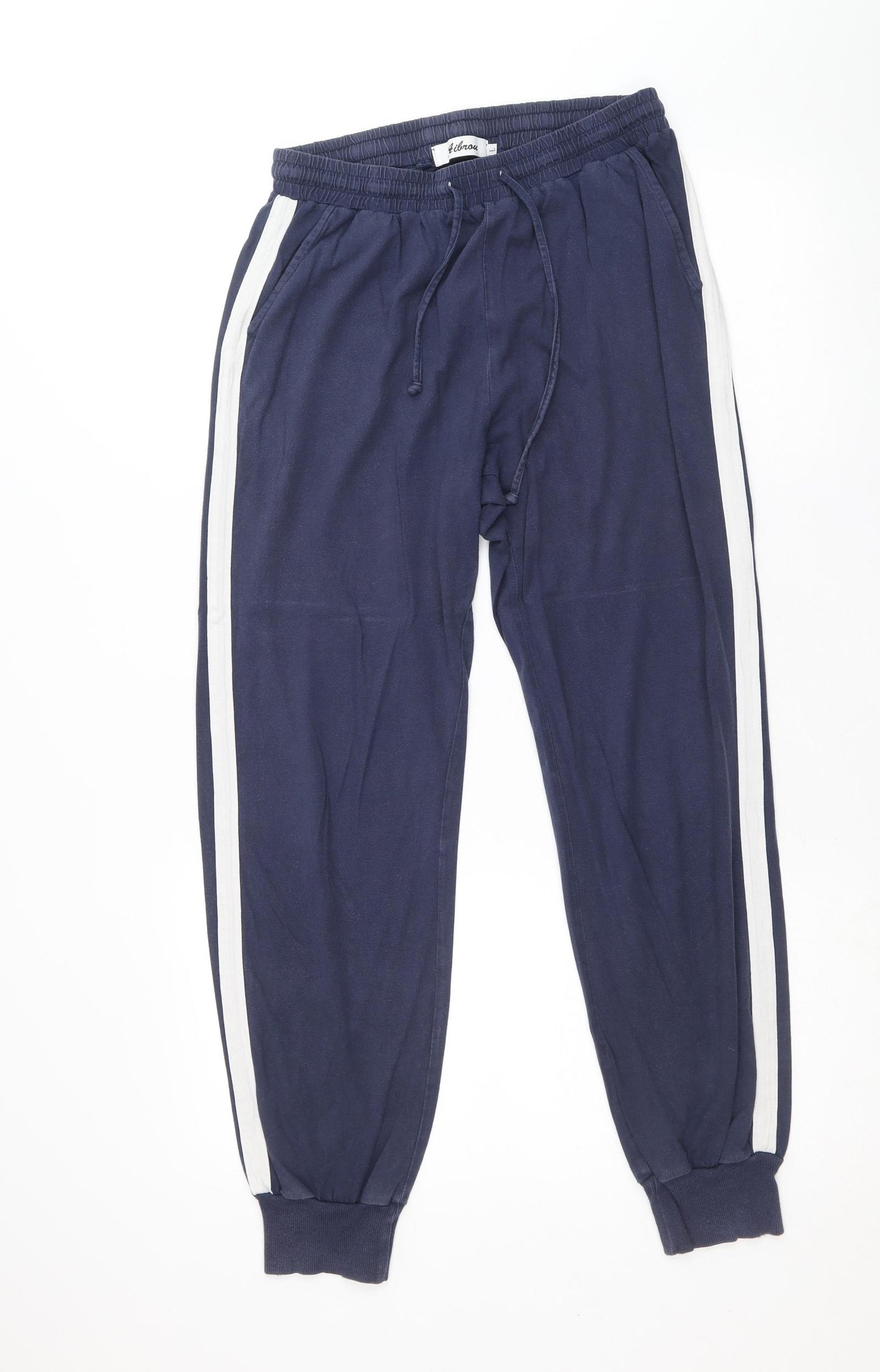 Aibrou Womens Blue Cotton Sweatpants Trousers Size L Regular Drawstring