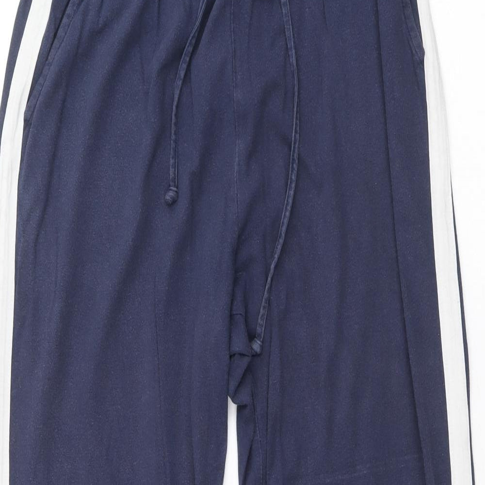 Aibrou Womens Blue Cotton Sweatpants Trousers Size L Regular Drawstring