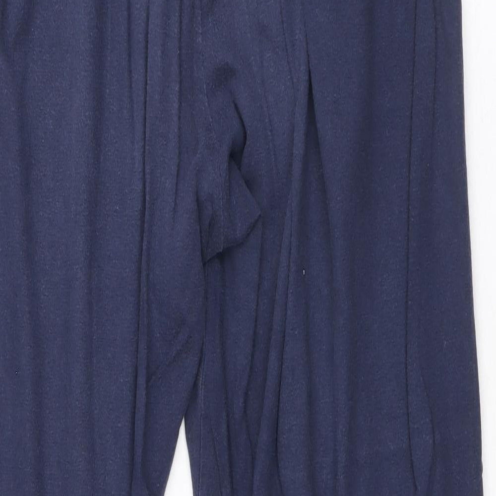 Aibrou Womens Blue Cotton Sweatpants Trousers Size L Regular Drawstring