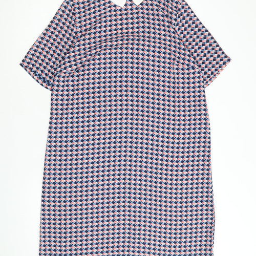 Papaya Womens Multicoloured Geometric Polyester Shift Size 14 Collared Button