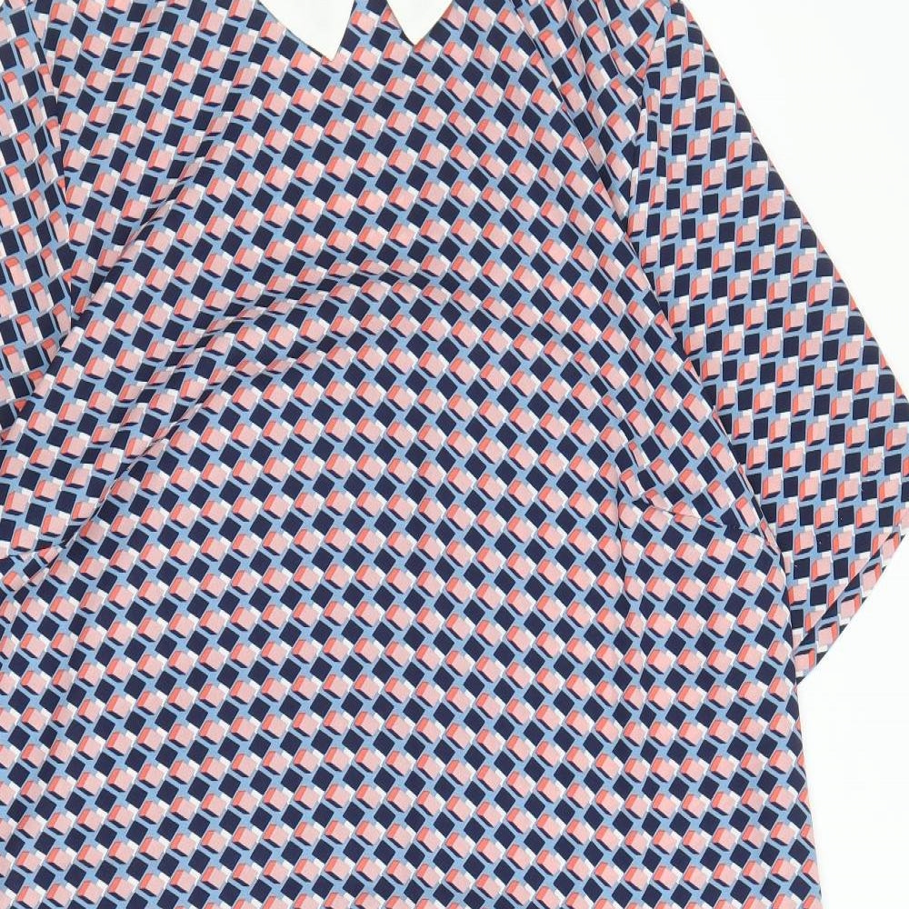 Papaya Womens Multicoloured Geometric Polyester Shift Size 14 Collared Button