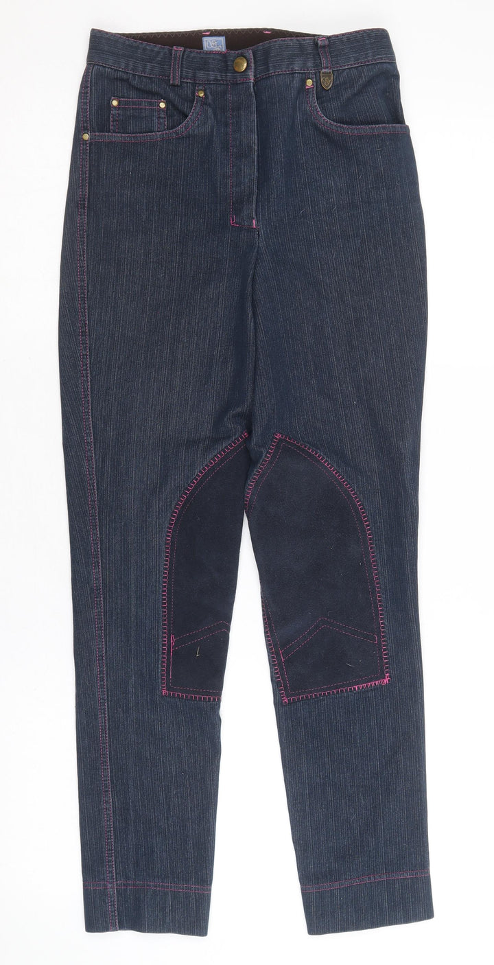 Preworn Womens Blue Cotton Straight Jeans Size 26 in Regular Zip