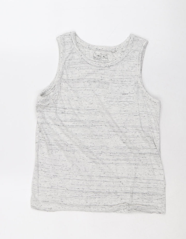 NEXT Boys Grey Cotton Basic Tank Size 8 Years Round Neck Pullover