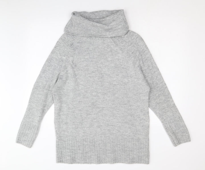 New Look Womens Grey Roll Neck Acrylic Pullover Jumper Size S