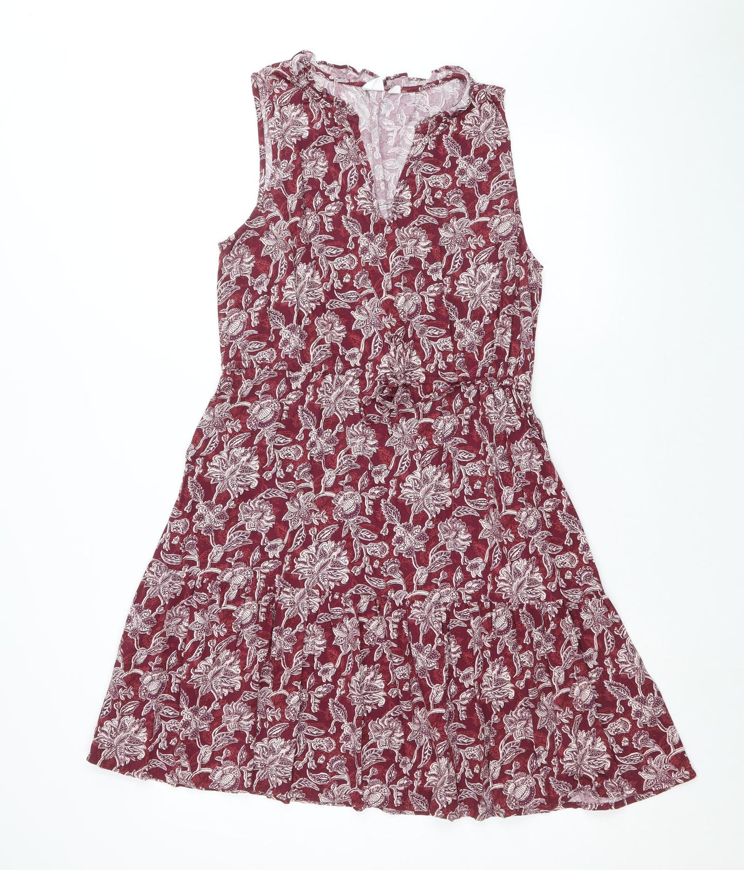 Gap Womens Red Floral Viscose A-Line Size M V-Neck Pullover