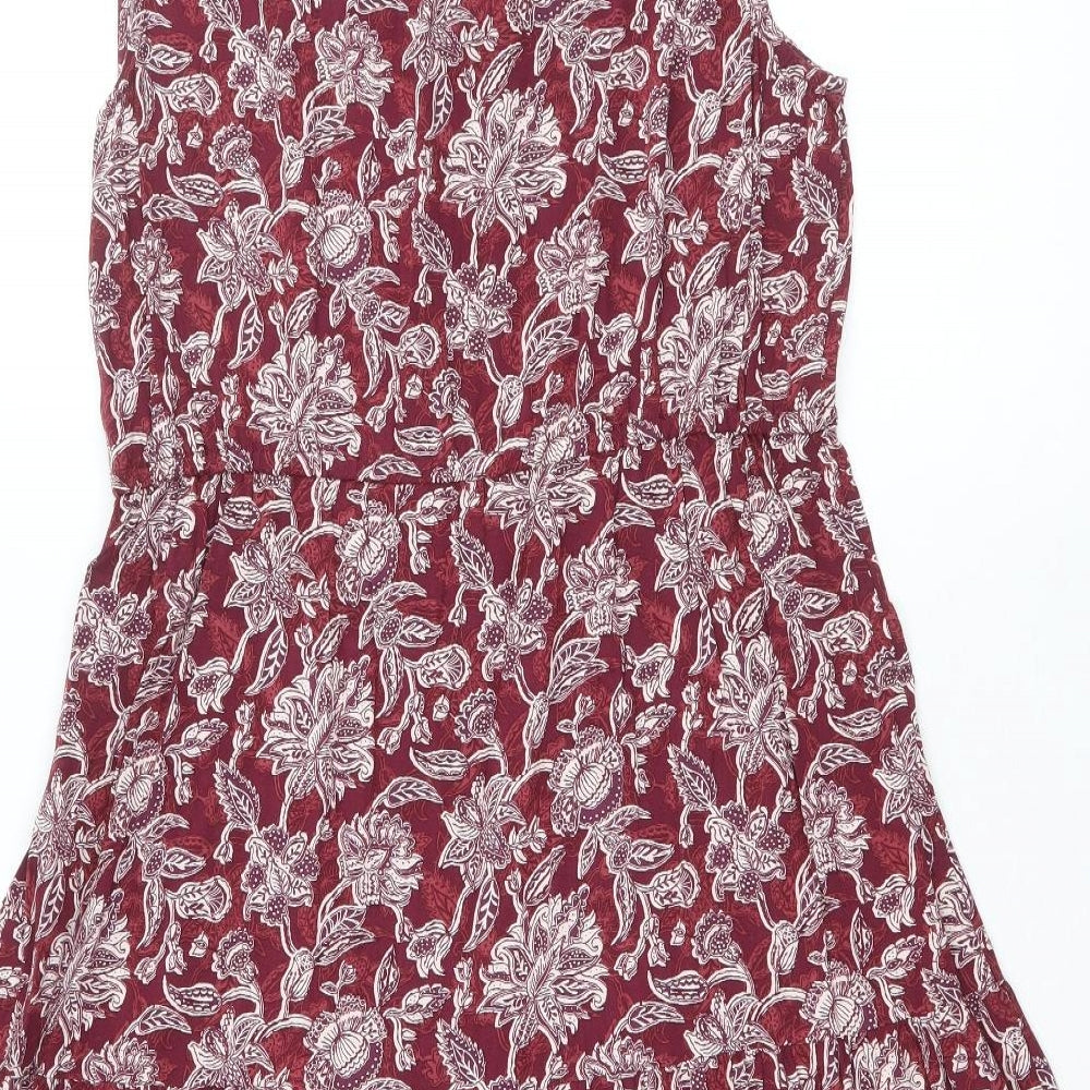 Gap Womens Red Floral Viscose A-Line Size M V-Neck Pullover