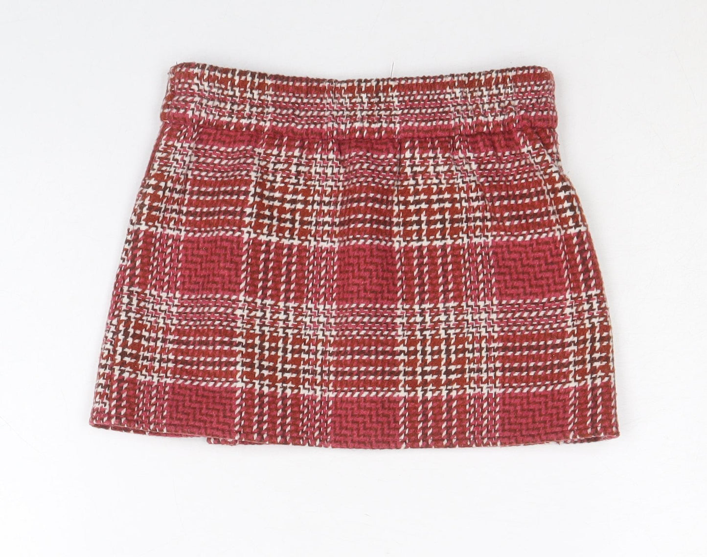 Matalan Girls Red Plaid Polyester A-Line Skirt Size 4 Years Regular Pull On