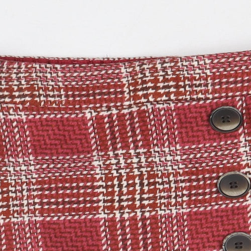 Matalan Girls Red Plaid Polyester A-Line Skirt Size 4 Years Regular Pull On