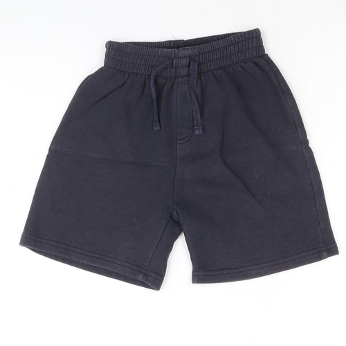 TU Boys Blue Cotton Sweat Shorts Size 7 Years Regular Drawstring
