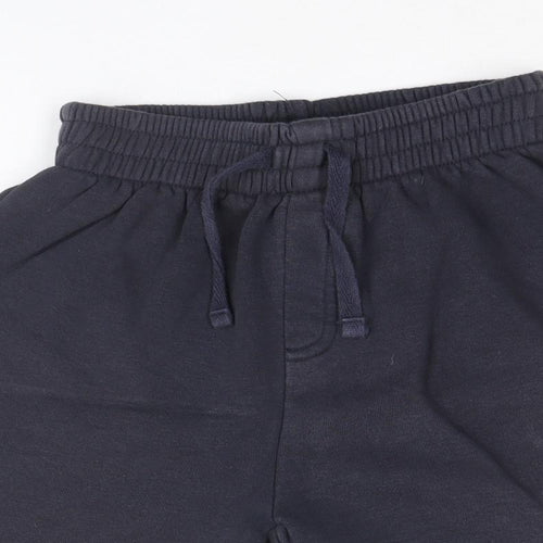 TU Boys Blue Cotton Sweat Shorts Size 7 Years Regular Drawstring