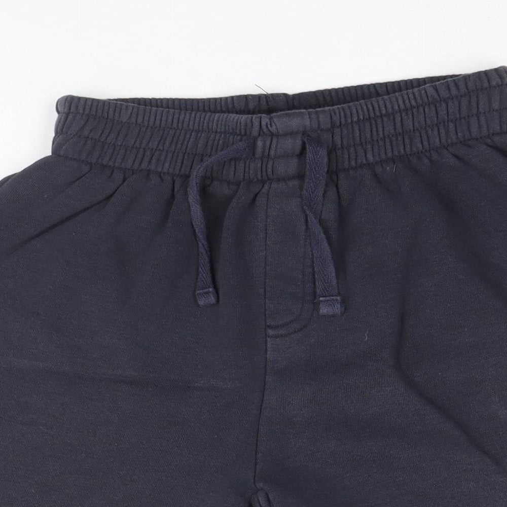 TU Boys Blue Cotton Sweat Shorts Size 7 Years Regular Drawstring